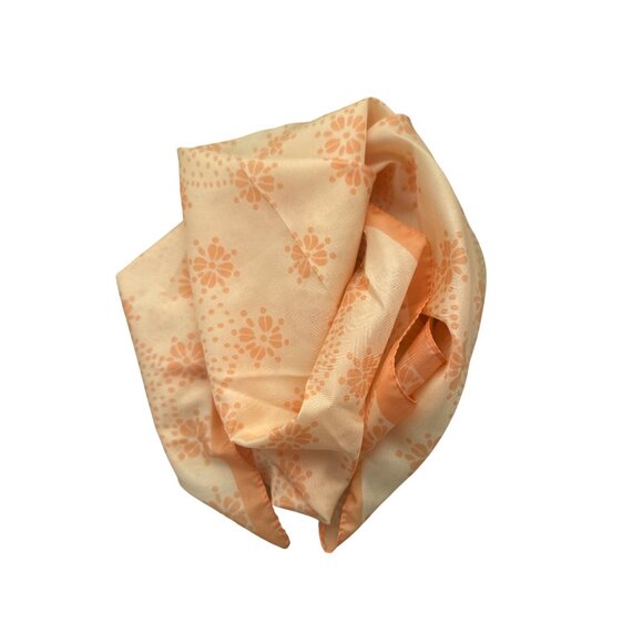 Qiana Vintage Square Scarf 100% Nylon Orange Floral Italy Lightweight - Picture 1 of 6